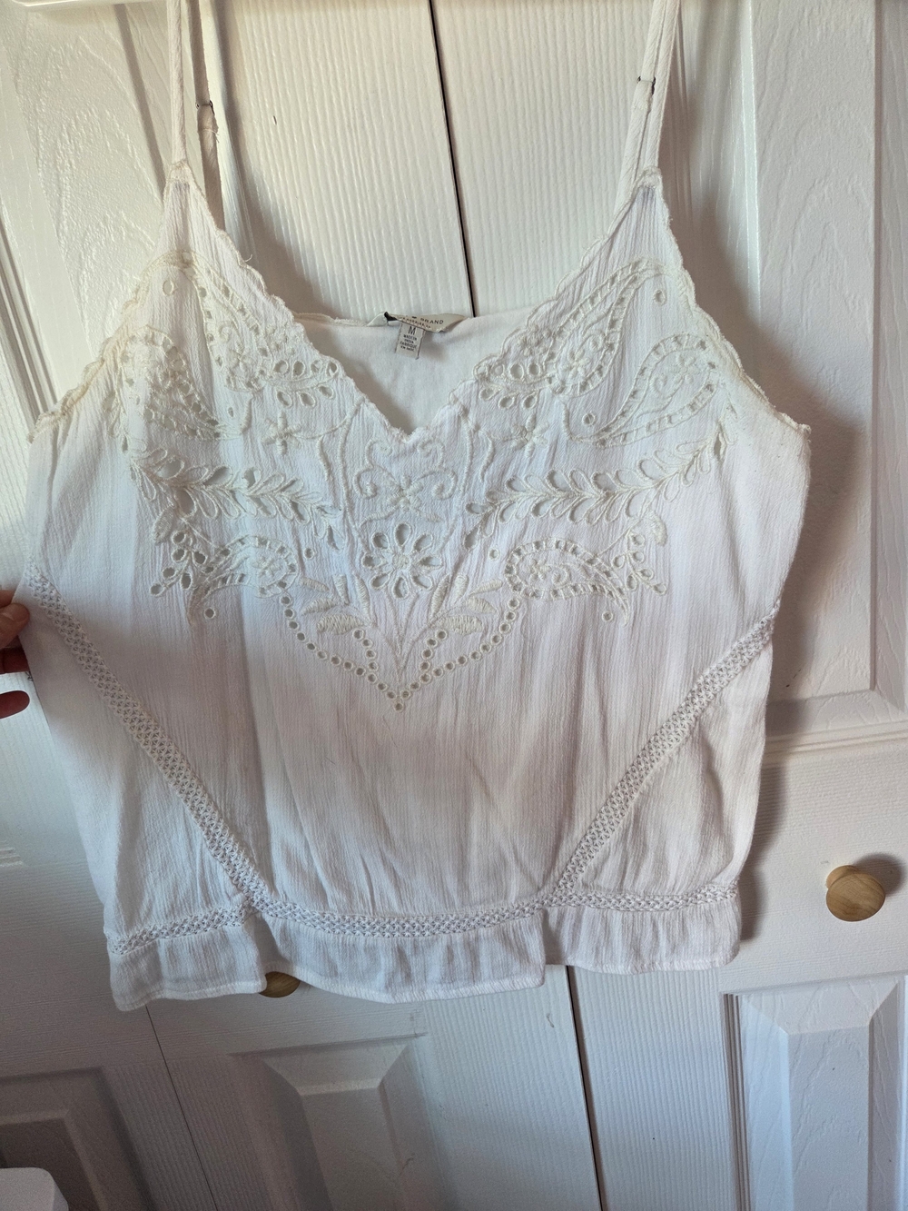 Lucky Brand White Embroidered Tank Top